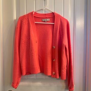 LOFT Bright Coral Cardigan Sweater